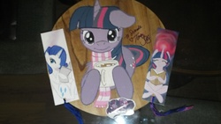 Size: 3264x1840 | Tagged: safe, artist:farondk, rarity, twilight sparkle, g4, painting, woodwork