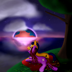 Size: 4096x4096 | Tagged: safe, artist:farondk, oc, oc only, absurd resolution, female, male, night, picnic, shipping, straight