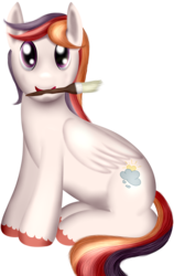 Size: 1620x2560 | Tagged: safe, artist:farondk, oc, oc only, oc:lightheart, pegasus, pony, looking at you, male, mouth hold, paintbrush, solo, stallion, unshorn fetlocks