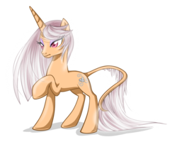 Size: 1173x938 | Tagged: safe, artist:couratiel, oc, oc only, oc:reaper, classical unicorn, pony, unicorn, female, horn, leonine tail, mare, simple background, solo, transparent background