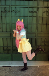 Size: 2560x3976 | Tagged: safe, artist:larbillacosplay, fluttershy, human, g4, clothes, cosplay, high res, irl, irl human, photo, skirt, solo