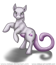 Size: 466x538 | Tagged: safe, artist:rjdaae, mewtwo, nightmare fuel, pokémon, ponified, solo