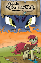 Size: 1200x1814 | Tagged: safe, artist:thethunderpony, oc, oc only, oc:rune fortunia, oc:seedy scrolls, a seedy mare's tale, cloak, clothes, cover, cover art