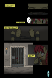 Size: 1200x1800 | Tagged: safe, artist:thethunderpony, oc, oc only, oc:seedy scrolls, a seedy mare's tale, chains, cloak, clothes, comic, cuffs
