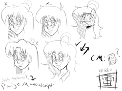 Size: 1600x1200 | Tagged: safe, artist:thethunderpony, oc, oc only, oc:paige maneuscript, human, freckles, glasses, humanized, monochrome, sketch