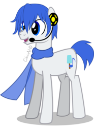 Size: 1600x2162 | Tagged: safe, artist:cutesieart, pony, clothes, kaito, male, microphone, ponified, scarf, solo, stallion, vocaloid