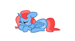 Size: 500x271 | Tagged: artist needed, safe, oc, oc only, oc:skyfall, alicorn, pony, alicorn oc, blushing, cute, sleeping, solo, wings