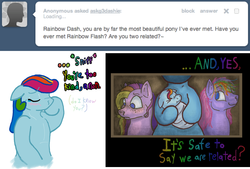 Size: 900x607 | Tagged: safe, artist:ratdust, rainbow dash, rainbow flash, rainbowberry, ask g3 dashie, g3, g4, ask, tumblr