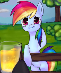 Size: 701x837 | Tagged: safe, artist:bakemono-san, rainbow dash, pony, g4, cider, looking at you, not urine