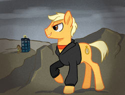 Size: 900x684 | Tagged: safe, artist:lis-alis, doctor whooves, time turner, earth pony, pony, g4, clothes, doctor who, hoodie, male, ponified, sadism, stallion, tardis, the master, the saxon master