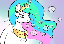 Size: 1000x700 | Tagged: safe, artist:stasy-macalister, princess celestia, alicorn, pony, g4, bubble, female, heart, solo