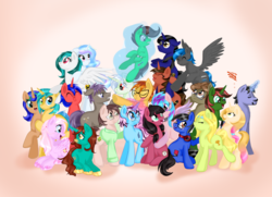 Size: 1800x1300 | Tagged: safe, artist:elimicho, oc, oc only, oc:alderan, oc:ayumi, oc:bigsister, oc:blue leadmay, oc:bookmark act, oc:colorful sigh, oc:dennischannels, oc:fireanon, oc:glowlog, oc:karurosu, oc:macdolia, oc:noobmaster, oc:omeya, oc:ryuka, oc:shiny dawn, oc:siegfriedo, oc:spirit fields, oc:stocking up, oc:sugar bloom, oc:terdy blindfire, oc:tiny tales, oc:violent crimson, oc:wind art, oc:xevius, earth pony, pegasus, pony, unicorn, friendship, group, group photo