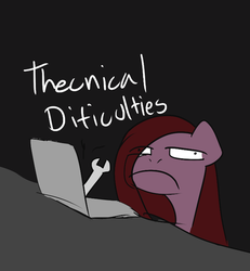 Size: 500x541 | Tagged: safe, artist:tenenbris, pinkie pie, g4, computer, female, laptop computer, pinkamena diane pie, solo, technical difficulties