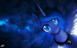 Size: 10560x6541 | Tagged: safe, artist:karneliankallie, princess luna, alicorn, pony, g4, absurd resolution, beautiful, bust, colored pupils, digital art, ethereal mane, female, ge, lightly watermarked, looking at you, mare, signature, solo, spread wings, starry mane, stars, watermark, wings