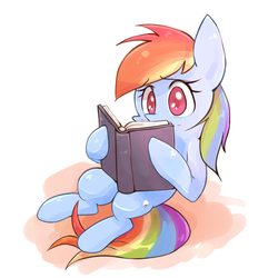 Size: 1200x1200 | Tagged: safe, artist:joycall6, rainbow dash, g4, book, crying, female, reading, sad, simple background, solo