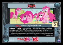 Size: 816x585 | Tagged: safe, edit, editor:enterplay, enterplay, pinkie pie, earth pony, pony, canterlot nights, g4, my little pony collectible card game, too many pinkie pies, 1000 hours in ms paint, ccg, clone, female, mare, ms paint, pinkie clone, tail