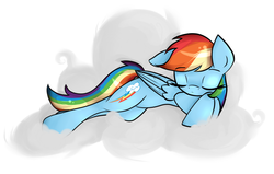 Size: 1024x651 | Tagged: safe, artist:novabytes, rainbow dash, g4, cloud, female, solo