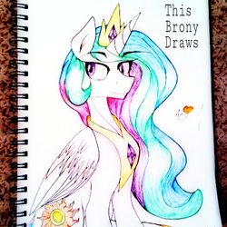 Size: 462x462 | Tagged: safe, artist:thisbronydraws, princess celestia, g4, female, solo, traditional art