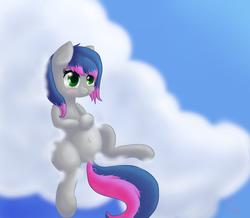 Size: 1550x1350 | Tagged: safe, artist:jonnysalami, oc, oc only, oc:stormrider, pegasus, pony, belly button, cloud, pregnant, solo