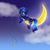 Size: 1600x1600 | Tagged: safe, artist:rue-willings, princess luna, g4, crescent moon, dreamworks, female, fishing rod, moon, night, solo, tangible heavenly object