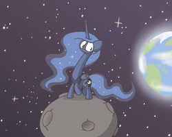 Size: 1280x1024 | Tagged: safe, artist:switchy, princess luna, g4, female, long neck, moon, princess luneck, solo, tangible heavenly object