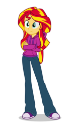 Size: 1304x2287 | Tagged: safe, artist:mohawgo, sunset shimmer, equestria girls, g4, clothes, crossed arms, female, hoodie, simple background, solo, transparent background, vector