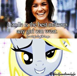 Size: 500x490 | Tagged: safe, derpy hooves, human, g4, bedroom eyes, image macro, irl, irl human, justgirlythings, meme, photo