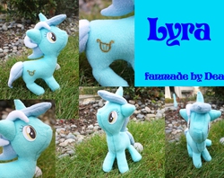 Size: 2179x1722 | Tagged: safe, artist:bluepaws21, lyra heartstrings, pony, unicorn, g4, grass, horn, irl, multiple views, outdoors, photo, plushie