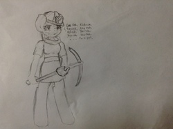 Size: 2592x1936 | Tagged: safe, artist:jadedpencil, maud pie, earth pony, anthro, g4, clothes, female, pickaxe, rock pun, solo, traditional art