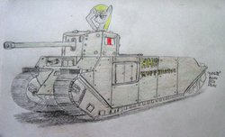 Size: 1024x621 | Tagged: safe, artist:blueboxdave, derpy hooves, pegasus, pony, g4, female, mare, tank (vehicle), tog, tog ii