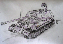 Size: 1024x725 | Tagged: safe, artist:blueboxdave, rarity, g4, elefant, tank (vehicle)