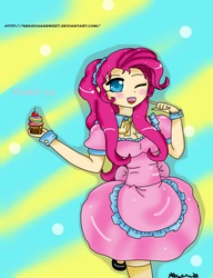 Size: 2000x2600 | Tagged: safe, artist:nekochansweet, pinkie pie, human, g4, clothes, cupcake, female, high res, humanized, maid, solo