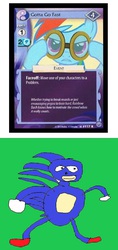 Size: 1052x2232 | Tagged: safe, enterplay, rainbow dash, g4, my little pony collectible card game, premiere, ccg, crossover, gotta go fast, male, sanic, seizure warning in description, sonic the hedgehog, sonic the hedgehog (series)