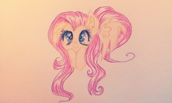 Size: 2592x1552 | Tagged: safe, artist:xxsharpixx, fluttershy, g4, cute, ear fluff, female, shyabetes, solo, traditional art