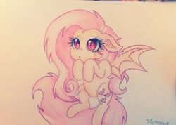 Size: 800x570 | Tagged: safe, artist:xxsharpixx, fluttershy, g4, female, flutterbat, solo, traditional art