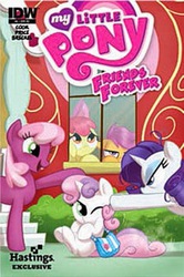 Size: 422x636 | Tagged: safe, idw, apple bloom, cheerilee, rarity, scootaloo, sweetie belle, g4, cutie mark crusaders, hastings, needs more jpeg