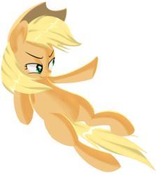 Size: 1268x1421 | Tagged: safe, artist:january3rd, applejack, g4, belly button, female, on back, simple background, solo, transparent background