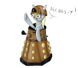 Size: 992x860 | Tagged: safe, artist:mokychan, derpy hooves, pegasus, pony, g4, allons-y, crossover, dalek, doctor who, female, mare, solo