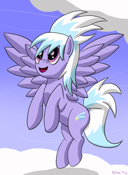 Size: 2323x3166 | Tagged: safe, artist:mcnum, cloudchaser, g4, cloud, cloudy, female, flying, high res, smiling, solo, spread wings