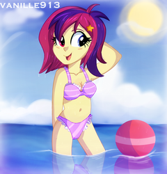 Size: 1280x1331 | Tagged: safe, artist:spookyle, oc, oc only, oc:stardancer, equestria girls, g4, belly button, bikini, cleavage, female, humanized, solo, swimsuit