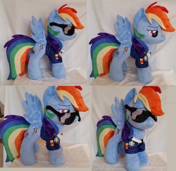 Size: 3440x3360 | Tagged: safe, artist:epicrainbowcrafts, rainbow dash, g4, bedroom eyes, clothes, high res, irl, officer, photo, plushie, solo, sunglasses, wonderbolts uniform
