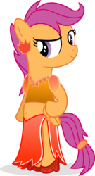 Size: 6554x12136 | Tagged: safe, artist:bigdream64, scootaloo, pony, g4, absurd resolution, belly button, belly piercing, bellyring, bipedal, clothes, dress, female, midriff, piercing, shoes, simple background, solo, transparent background, vector
