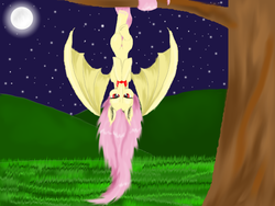 Size: 1024x768 | Tagged: safe, artist:auroraswirls, fluttershy, g4, female, flutterbat, prehensile tail, solo, tail