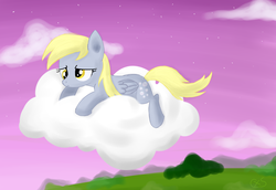 Size: 1530x1050 | Tagged: safe, artist:xwreathofroses, derpy hooves, pegasus, pony, g4, cloud, cloudy, female, mare, solo