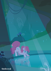 Size: 598x833 | Tagged: safe, artist:tinrobo, pinkie pie, g4, cave, cave pool, female, mirror pool, solo