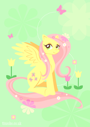 Size: 595x842 | Tagged: safe, artist:tinrobo, fluttershy, butterfly, g4, female, flower, solo, tulip