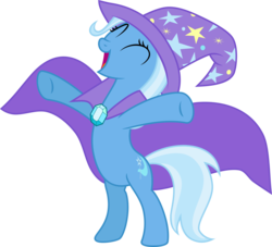 Size: 4404x4000 | Tagged: safe, artist:jeatz-axl, trixie, pony, unicorn, boast busters, g4, ^^, belly, bipedal, cape, clothes, eyes closed, featureless crotch, female, hat, mare, open mouth, simple background, solo, standing on two hooves, transparent background, trixie's cape, trixie's hat, vector, y pose