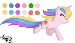 Size: 990x579 | Tagged: safe, artist:zsparkonequus, holly dash, pony, unicorn, g4, swarm of the century, color palette, eyes closed, female, open mouth, reference sheet, running, simple background, solo, white background