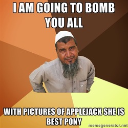 Size: 500x500 | Tagged: safe, applejack, human, g4, barely pony related, best pony, exploitable meme, falafel chef, irl, irl human, meme, ordinary muslim man, photo