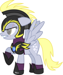 Size: 3000x3552 | Tagged: safe, artist:ruinedomega, derpy hooves, pegasus, pony, g4, angry, armor, female, high res, mare, ponyscape, scar, simple background, solo, standing, transparent background, vector